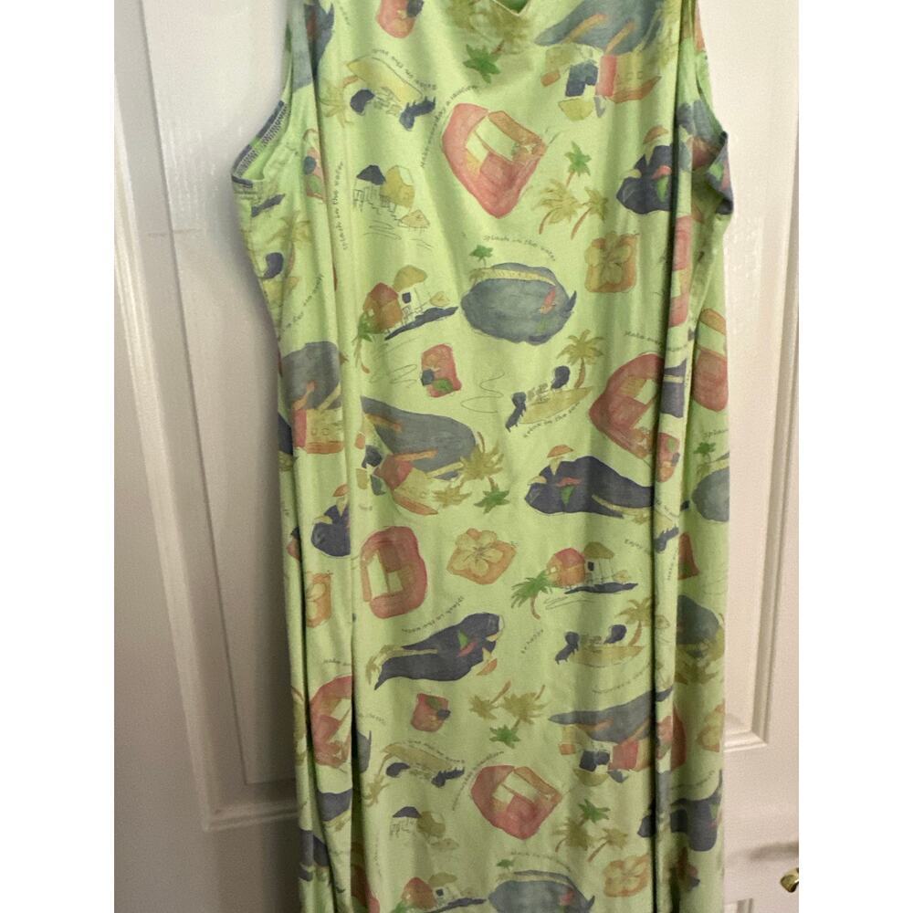 Fresh Produce Women's Green 100% Cotton Whimsical Sea Life Midi Dress Size 2X - Picture 3 of 7